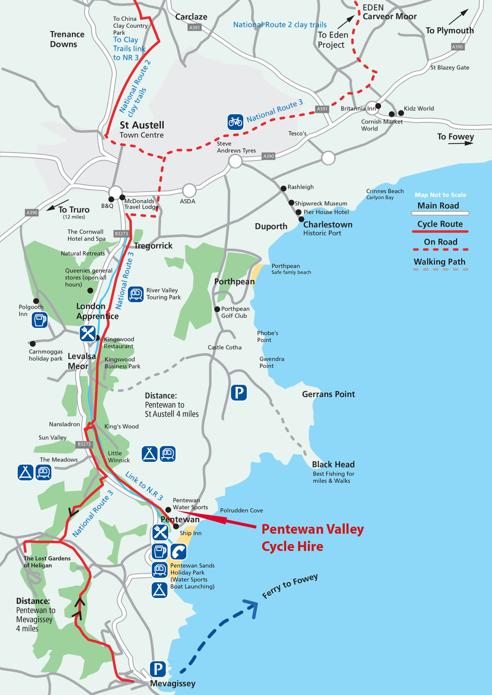 Map of our cycle trails in Cornwall