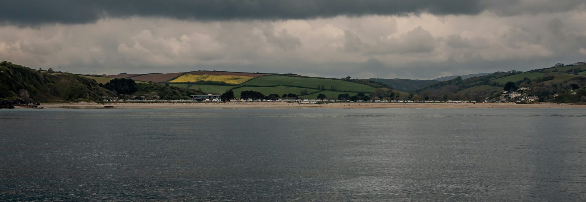 Pentewan Sands, the beach on a cloudy Cornish day